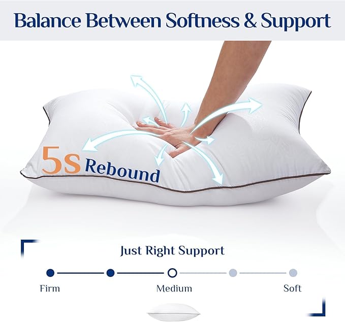 JOLLYVOGUE Bed Pillows Standard Size Set of 4, Cooling and Supportive Full - Image 4