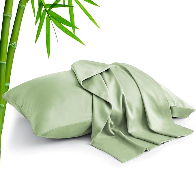 BEDELITE Sage Green Pillow Cases Queen Size Set of 2, Rayon Derived from by BEDELITE