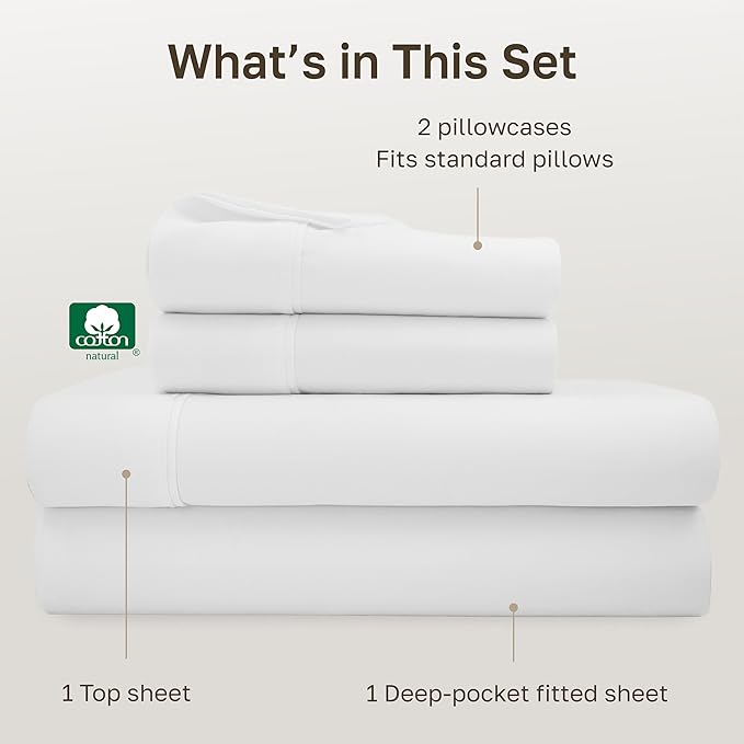 California Design Den Soft 100% Cotton Full Size Bed Sheets Set, 400 TC Good - Image 4