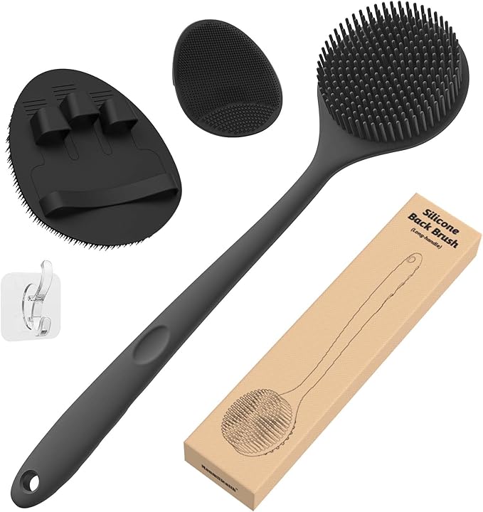 Manmihealth Silicone Back Scrubber & Shower Face Brush Set, Gentle-Cleaning & by ManmiHealth
