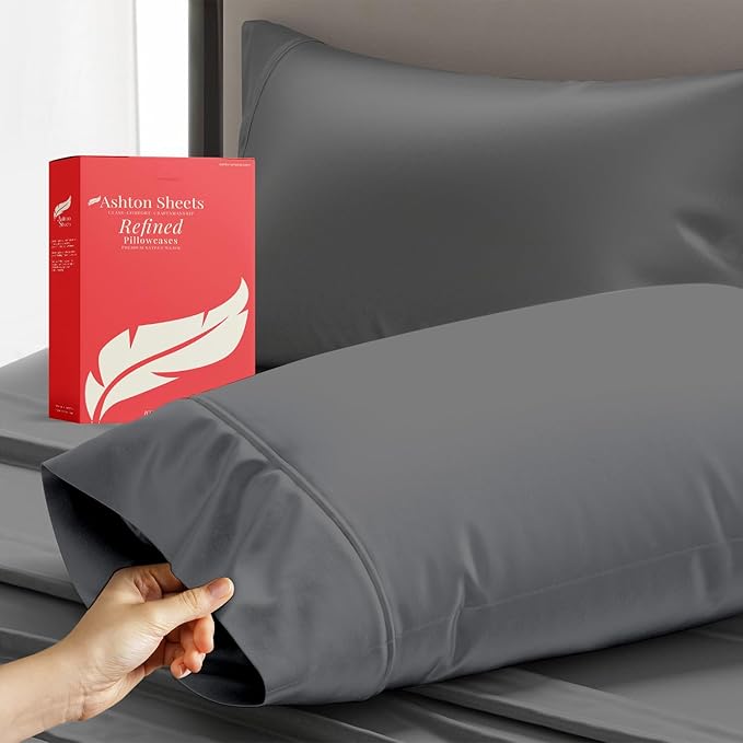 100% Egyptian Cotton King Pillow Case Set of 2 by AshtonSheets