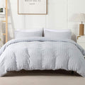AveLom Light Gray Duvet Cover Cal King, 3 Pieces, Seersucker Striped Soft by AveLom