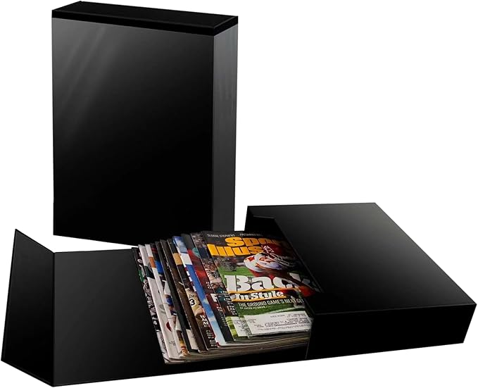 BCW Magazine File Holder - Black | Holds 20 Magazines | Magnetic Closure | Magazine Storage Box Holder | Magazine Box Ideal Organizer for Collectors and Storage Solution for Loose Magazines