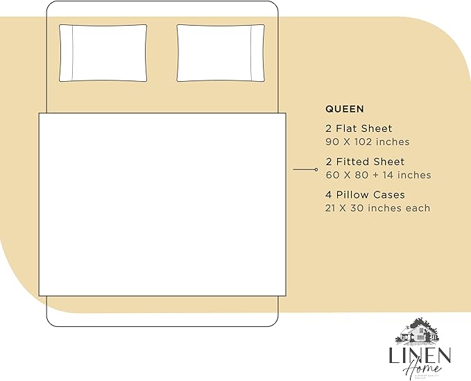 Linen Home 100% Cotton Percale Sheet Set Pack of 2, Queen Size, Deep Pocket - Image 6