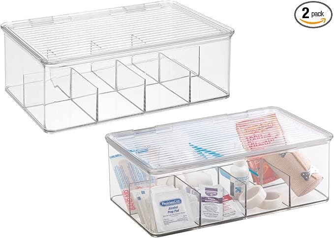 mDesign Plastic Divided First Aid Storage Box Kit by mDesign