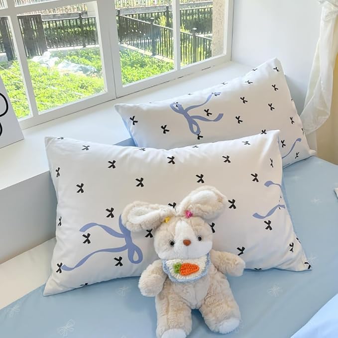 Nayoroom Blue Bow Duvet Cover Queen Size Reversible Blue Duvet Cover 3 Pieces - Image 7