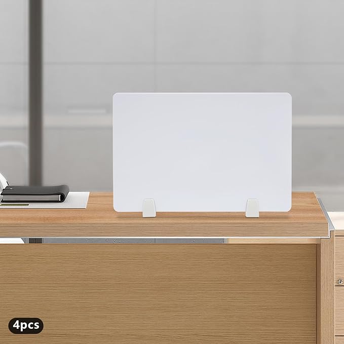 4PCS Desk Dividers Office Partitions,Privacy Desk Panel Protective, Frosted Acrylic with Clamps Classroom Privacy Shield for Offices Schools Call Centers 23.62x15.75in (White)