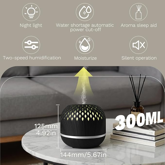 Essential Oil Diffuser 300ml for Home Bedroom, Aromatherapy Oil Diffuser - Image 2