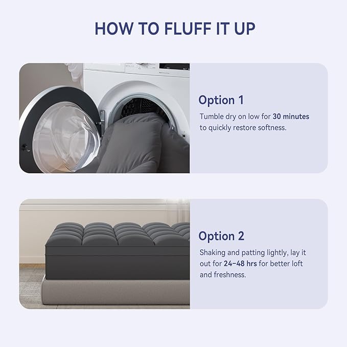 ELEMUSE Twin XL Grey Mattress Topper - Image 7