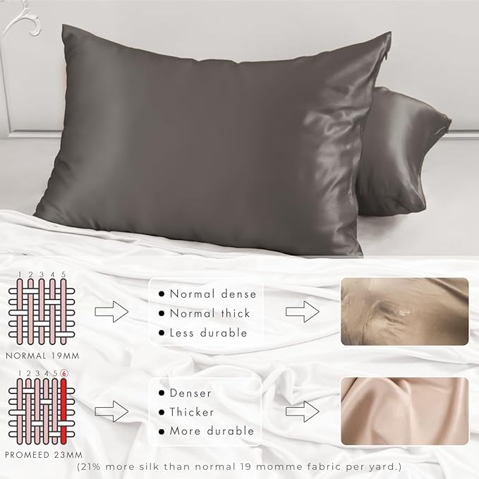 PROMEED Grey Silk Pillowcase Queen Size - Image 4