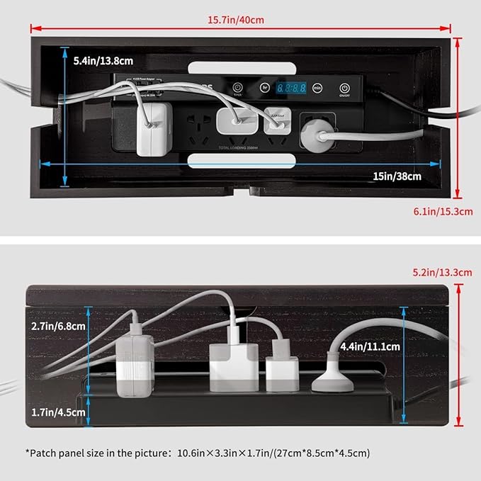 HomeBliss Large Cable Management Box-Stylish Wire Organizer, Wire Concealer and Wire Management Box-Wire Management Box with Protective Sleeve (Brown)