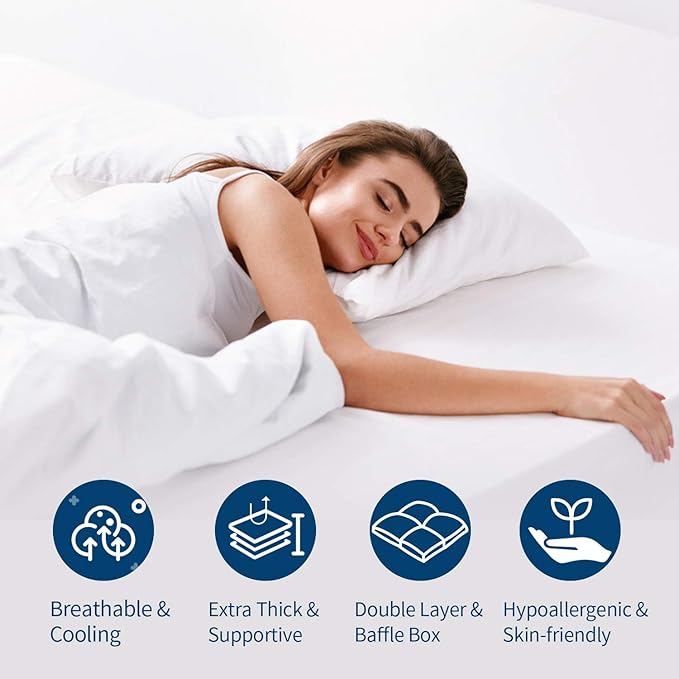 ELEMUSE Full Size Extra Thick Fusion Goose Down Feather Filled Mattress Topper - Image 7