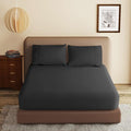 100% Egyptian Cotton Fitted Sheet King Size Black, 600 Thread Count, 8-16" Deep by ZaizaiHome