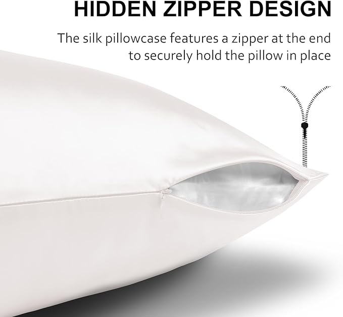 Ravmix Silk Pillow Cases with Zipper, 21momme Mulberry Silk Pillowcase - Image 6