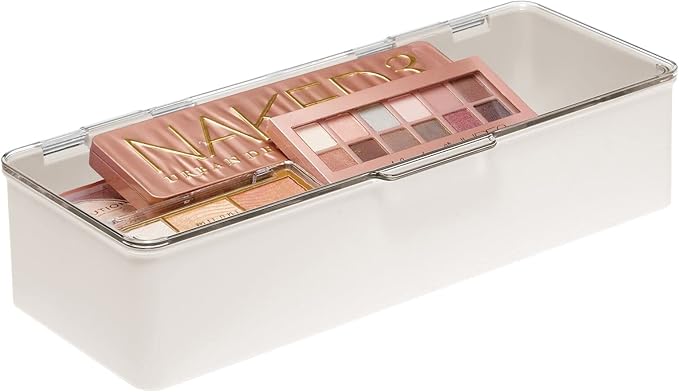 mDesign Long Plastic Cosmetic Storage Organizer Box Containers, Hinged Lid - Image 7