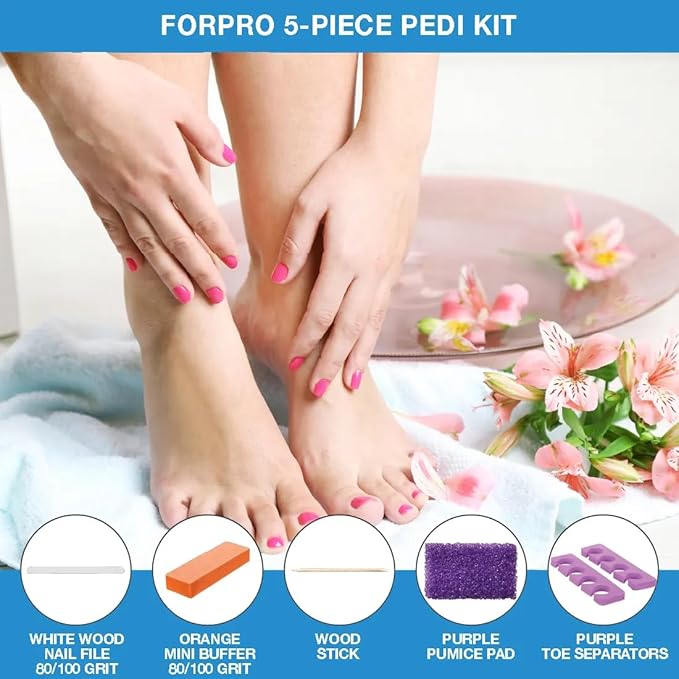 ForPro 5-Piece Pedi Kit, Individually-Packed Pedicure Set, Wood Nail File - Image 7