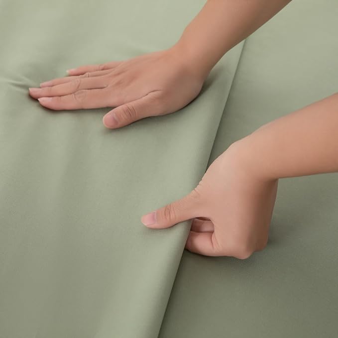 Queen Flat Sheet Only， 90x102Inch Sage Green - Image 5