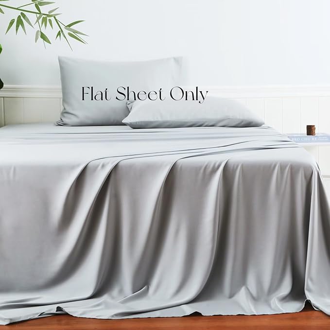 Bamboo Viscose Flat Sheets Only, 400 Thread Count Sateen Weave Twin Size Flat - Image 2