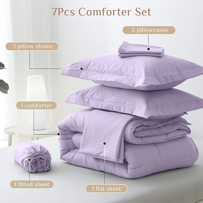 JOLLYVOGUE Full Comforter Set, Ultra-Soft Bed in a Bag Full Size 7 Pieces - Image 5