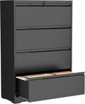 LONGLINK 4 Drawer Lateral File Cabinets with Lock,Metal Filing Cabinet for Home Office,Wide Office Storage Cabinet with Hanging Bars for A4 Legal/Letter Size(Easy Assembly)