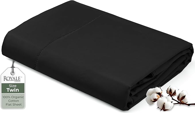 Royale Linens 100% Organic Cotton Twin Flat Sheet Only by ROYALELINENS