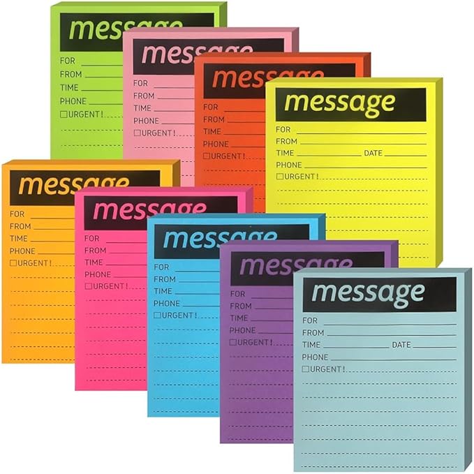 Phone Message Sticky Notes Phone Memo Pads, 9 Pads Lined Sticky Notes Pads, 4x6 inch Phone Message Pad Self Sticky Notes with Line Colorful Post Memos for Office, School and Home, 50 Sheetsx9 Pack