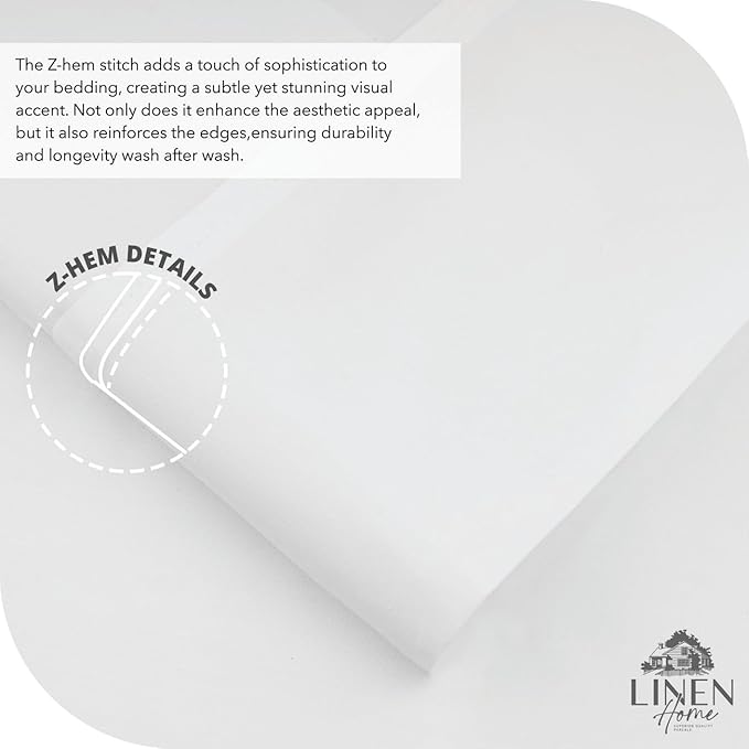 Linen Home 100% Cotton Percale Sheet Set, Full Size, Deep Pocket, 6 Pieces Set - Image 3