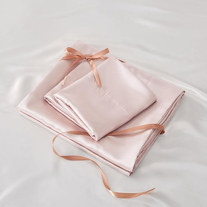 BEDELITE California King Sheets Set, Luxury Soft Pink Satin Sheets - Image 7