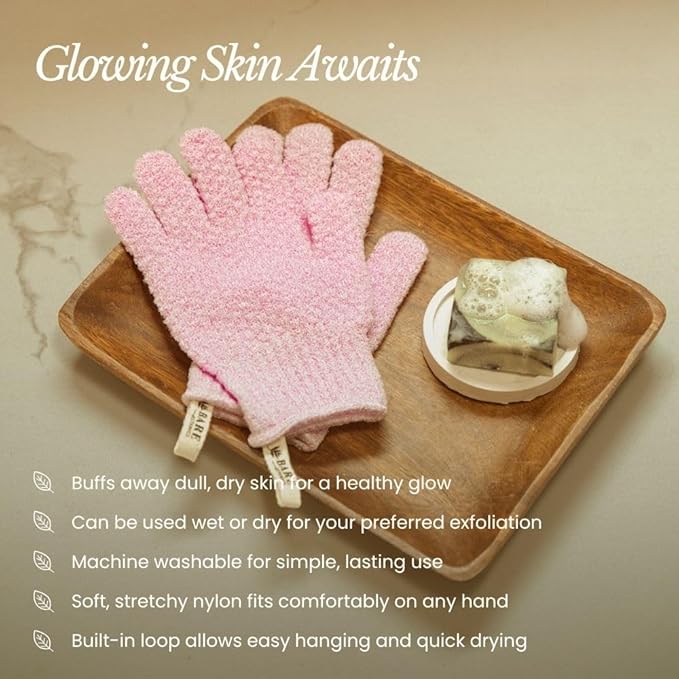 Bare Botanics 4 Pack Mint Exfoliating Shower Gloves - Image 3