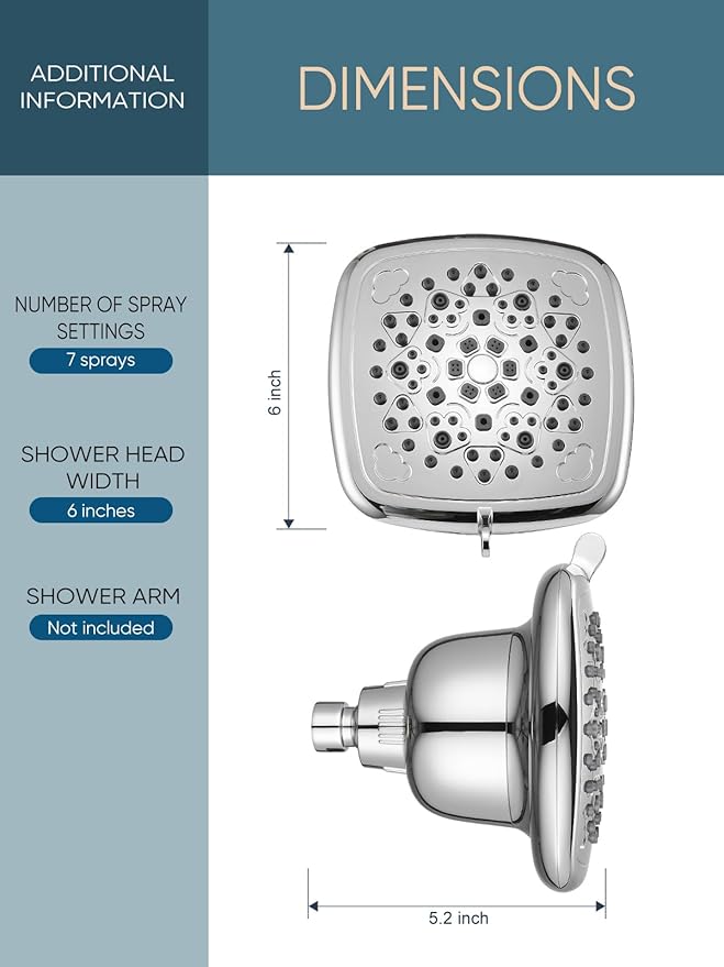Cobbe Filtered Shower Head, 7 Modes High Pressure Shower Heads - Image 5