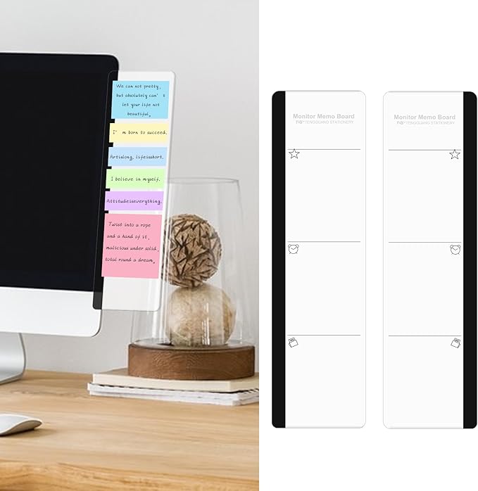2pcs Office Desk Accessories Monitor Memo Board Computer Message Board Office Supplies for Women Men Computer Sticky Note Holder Home Desktop Message Office Decor (Function Monitor Memo Board)
