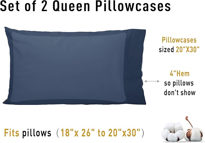 Sunflower Queen Pillowcases Set of 2, 100% Cotton Queen Size Pillow Cases 2 - Image 8