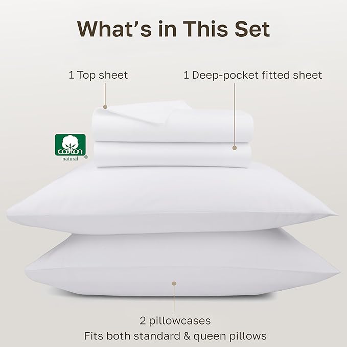 California Design Den White Queen Sheet Set Deep Pocket - Image 4