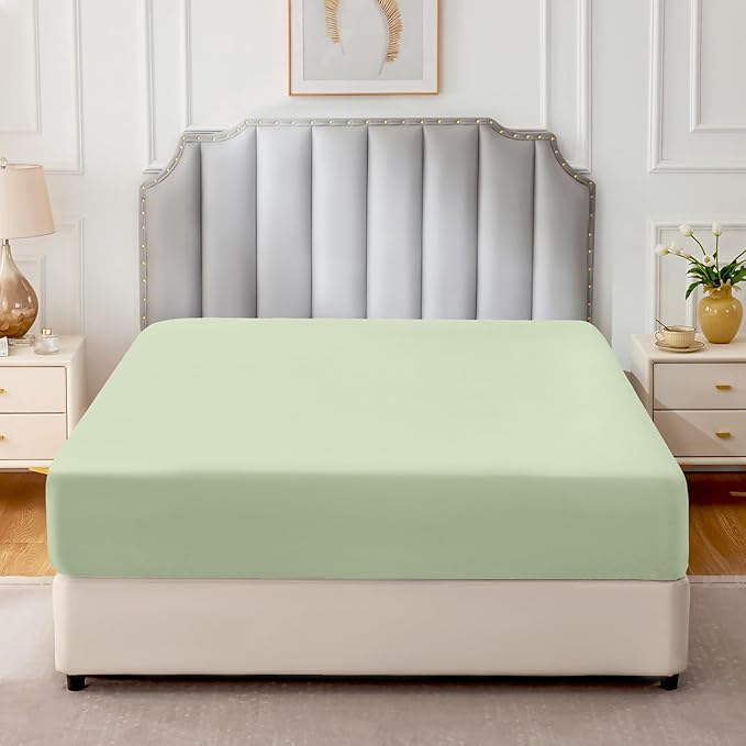 FreshCulture Pure Cotton Fitted Sheets Twin Size, 300 Thread Count Percale - Image 2
