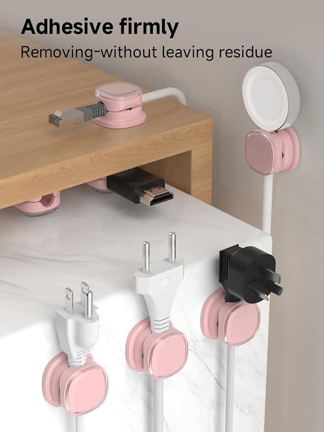 Magnetic Cable Clips, Adjustable Cord Holder Management, Adhesive Wire Keeper Organizer for Home Office Desk Phone PC Car Wall Desktop Nightstand Appliance (9-PCS Purple)