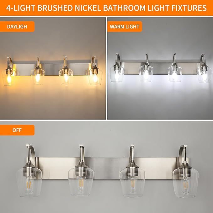 4-Light Brushed Nickel Vanity Light - Image 6