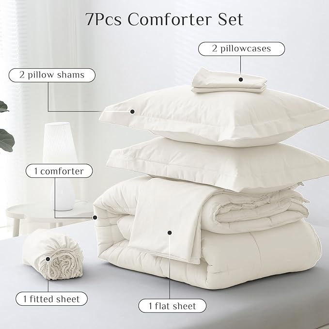 JOLLYVOGUE King Comforter Set, Ultra-Soft Bed in a Bag King Size 7 Pieces - Image 5