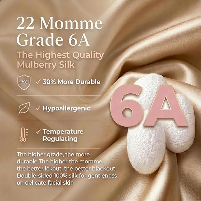 MATASSE 100% Mulberry Silk Sleep Mask 22 Momme Grade 6A -3D Contoured Eye Mask - Image 3