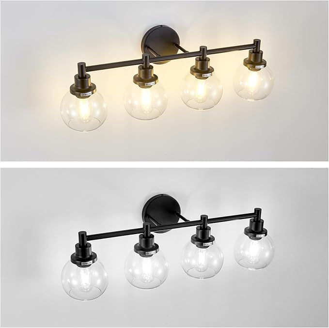 4-Light Bathroom Light Fixture Black Vanity Lights Over Mirror Modern Wall - Image 8