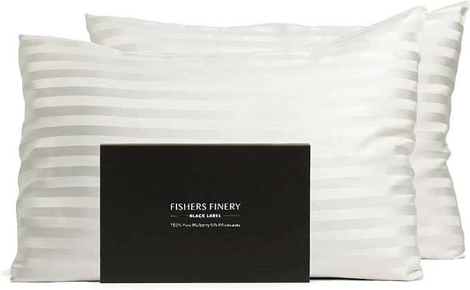 Fishers Finery 30mm 100% Pure Mulberry Silk Pillowcase 2 Pack, Quality Tested by FishersFinery