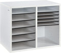 AdirOffice Wooden Adjustable Literature Organizer, 12 Compartment Office Mailbox, or Classroom Literature Organizer, White