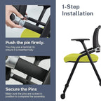 SLKJChr 10 Pack Foldable Office Chairs with Wheels, Mesh Back, Arms and Portable - Folding Office Chairs for Conference Room Chair, Office Guest & Reception & Meeting Chair - (Green) 300 lbs.