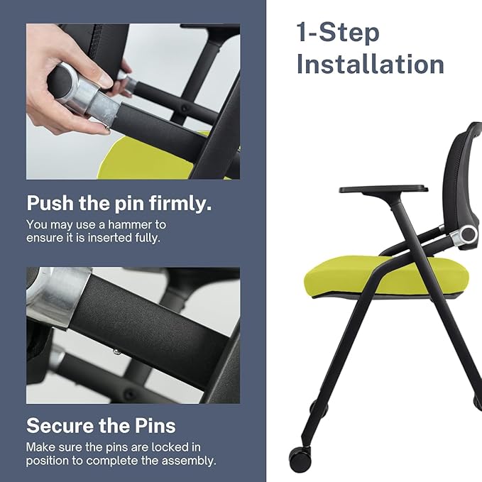 SLKJChr 10 Pack Foldable Office Chairs with Wheels, Mesh Back, Arms and Portable - Folding Office Chairs for Conference Room Chair, Office Guest & Reception & Meeting Chair - (Green) 300 lbs.