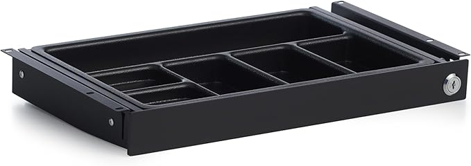 PERFECT POSTURE Max Under Desk Storage Drawer – Large Desk Drawer with Lock for Regular & Sit-Stand Standing Desks, Black (16.2” x 9.3")