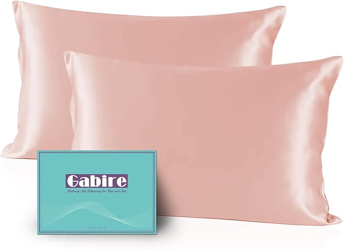 Gabire Mulberry Silk Pillowcases Set of 2, Both Sides Real Silk Pillow Covers by MulberrySilkPillowcases
