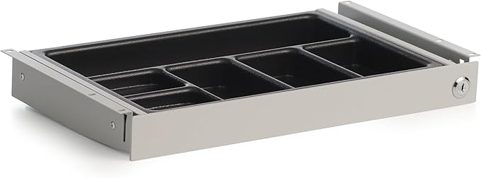 PERFECT POSTURE Max Under Desk Storage Drawer – Large Desk Drawer with Lock for Regular & Sit-Stand Standing Desks, Gray (16.2” x 9.3")