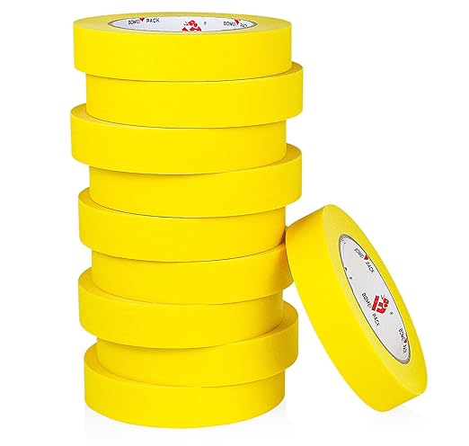 BOMEI PACK Yellow Painters Tape 1 Inch Bulk - Paint Tape 10 Rolls x 1 Inch x 55 Yards - Painter's Tape Yellow Masking Tape for Walls Painting, DIY Crafting, and School Projects, Total 550 Yards