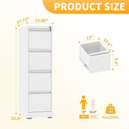 Reegangfa 4 Drawer File Cabinet with Lock, 18" D Metal Vertical Filing Cabinets, Steel File Storage Cabinets for Home Office, Hanging A4 Legal/Letter Size Narrow File Cabinet, Assembly Required