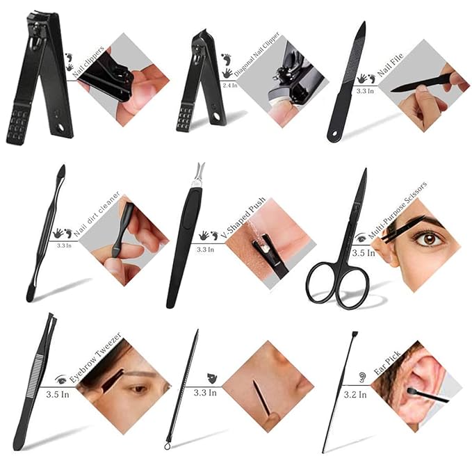 HANTEKAS Manicure Set 9 in 1 Stainless Steel, Nail Clippers Scissors Pedicure - Image 5