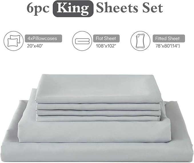 ILAVANDE King Size Sheets Set 6 Piece, Hotel Luxury Super Soft 1800 Series - Image 7